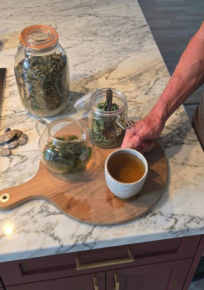 Herbal tea made from home-dried herbs